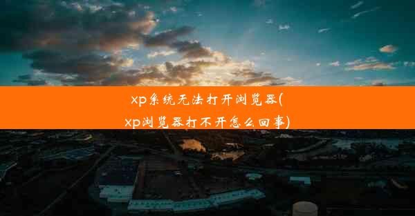 xp系统无法打开浏览器(xp浏览器打不开怎么回事)