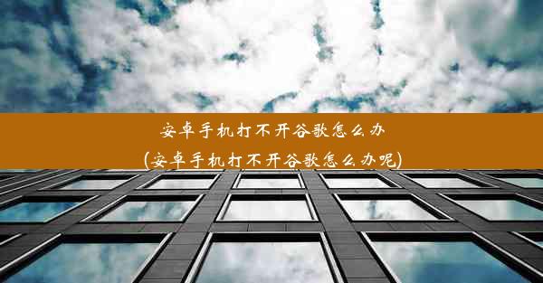 安卓手机打不开谷歌怎么办(安卓手机打不开谷歌怎么办呢)