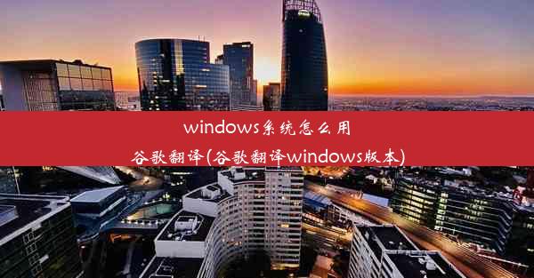 windows系统怎么用谷歌翻译(谷歌翻译windows版本)