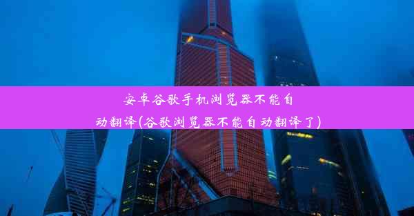 安卓谷歌手机浏览器不能自动翻译(谷歌浏览器不能自动翻译了)