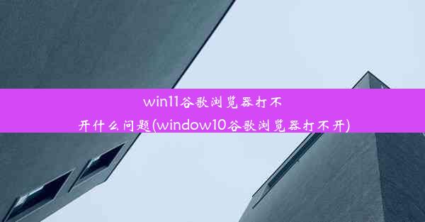 win11谷歌浏览器打不开什么问题(window10谷歌浏览器打不开)