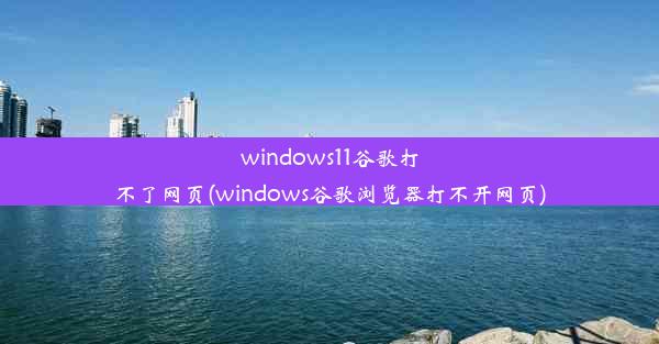 windows11谷歌打不了网页(windows谷歌浏览器打不开网页)