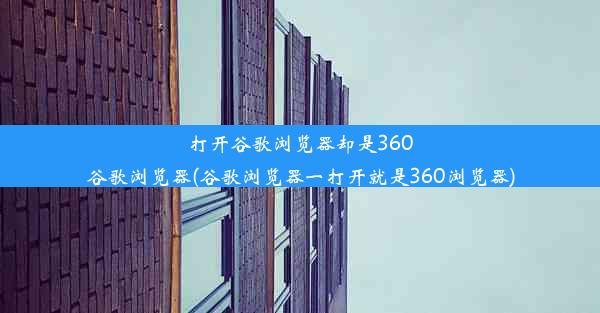 打开谷歌浏览器却是360谷歌浏览器(谷歌浏览器一打开就是360浏览器)