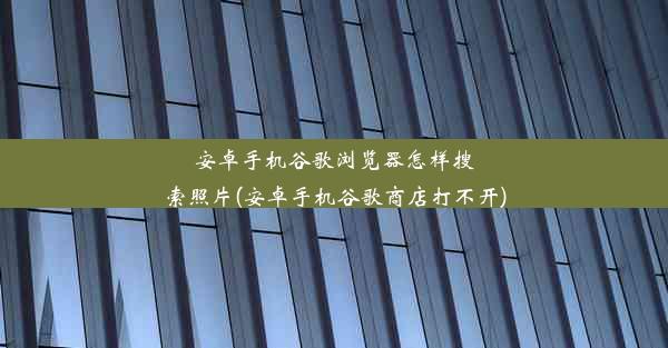 安卓手机谷歌浏览器怎样搜索照片(安卓手机谷歌商店打不开)